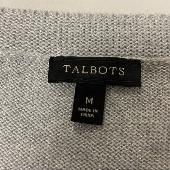 Talbots Women’s Sweater Pullover Boat Neck Metallic Silver Medium - Picture 10 of 10